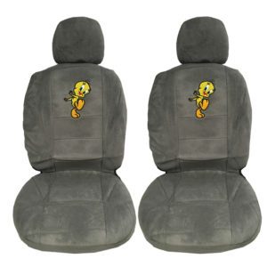 Ημικαλύμματα Καθισμάτων Αυτοκινήτου Πετσετέ Happy Tweety Γκρι-Άσπρο Ζευ 4Τμχ