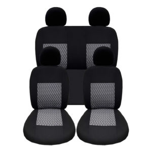 Καλύμματα Αυτοκινήτου Prime Full Μαύρο Με Γκρι Ραφή Σετ 10 Τεμάχια