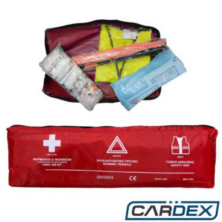 σετ εκτακτου αναγκης αυτοκινήτου της cardex- φαρμακειο τριγωνο γιλεκο
