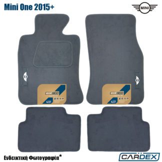 πατακια αυτοκινητου mini one μαρκε μοκέτα ανθρακί με λογότυπο mini velourtec cardex