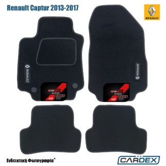 πατάκια renault captur 2013 με λογοτυπο μαρκέ μοκέτα μαύρη με κουμπώματα ecoline cardex