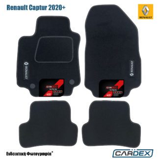 πατάκια renault captur 2020 με λογοτυπο μαρκέ μοκέτα μαύρη με κουμπώματα ecoline cardex