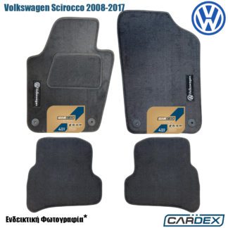πατακια volkswagen scirocco μοκέτα ανθρακί μαρκέ velourtec με λογοτυπα cardex