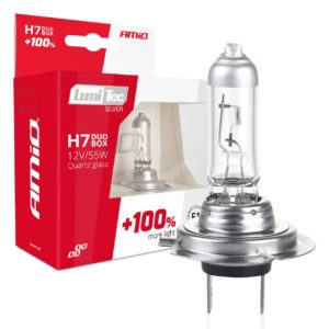H7 12V 55W PX26d LUMITEC SILVER ΑΛΟΓΟΝΟΥ +100% UP TO 25m AMIO – 2 ΤΕΜ.