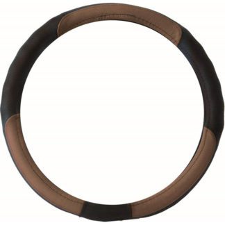 Κάλυμμα Τιμονιού Αυτοκινήτου Δερμάτινο Λείο Με Τρυπητό Μαύρο-Καφέ Medium 38cm 1 Τεμάχιο