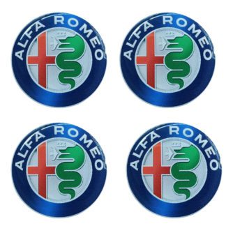 ALFA ROMEO ΑΥΤΟΚΟΛΛΗΤΑ ΣΗΜΑΤΑ ΖΑΝΤΩΝ 5 cm ΜΠΛΕ/ΧΡΩΜΙΟ ΜΕ ΕΠΙΚΑΛΥΨΗ ΣΜΑΛΤΟΥ - 4 ΤΕΜ.