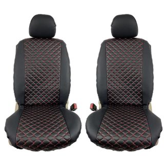 Ημικαλύμματα Καθισμάτων Aυτοκινήτου Δερματίνη Royal Μαύρα Με Κόκκινη Ραφή Ζευ 2Τμχ