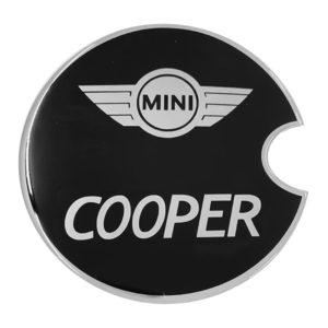 MINI COOPER 2001-2013 ΑΥΤΟΚΟΛΛΗΤΟ ΤΑΠΑΣ ΡΕΖΕΡΒΟΥΑΡ 16,2 cm ΜΑΥΡΟ/ΧΡΩΜΙΟ ΜΕ ΕΠΙΚΑΛΥΨΗ ΕΠΟΞΕΙΔΙΚΗΣ ΡΥΤΙΝΗΣ (ΥΓΡΟ ΓΥΑΛΙ) – 1 ΤΕΜ.