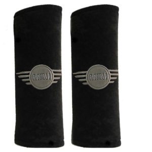 MINI COOPER ΜΑΞΙΛΑΡΑΚΙΑ ΓΙΑ ΖΩΝΗ ΑΣΦΑΛΕΙΑΣ 21 X 7,5 cm ΣΕ ΜΑΥΡΟ ΧΡΩΜΑ ΜΕ ΓΚΡΙ LOGO – 2 ΤΕΜ.