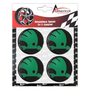 SKODA ΑΥΤΟΚΟΛΛΗΤΑ ΖΑΝΤΩΝ ΜΑΥΡΟ/ΠΡΑΣΙΝΟ ΣΜΑΛΤΟΥ 6 cm – 4 ΤΕΜ.