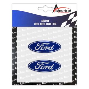 FORD ΑΥΤΟΚΟΛΛΗΤΟ ΣΗΜΑ ΚΑΠΩ & ΠΟΡΤ ΜΠΑΓΚΑΖ 8,7 Χ 3,3 cm ΜΠΛΕ/ΛΕΥΚΟ ΣΜΑΛΤΟΥ – 2 ΤΕΜ.