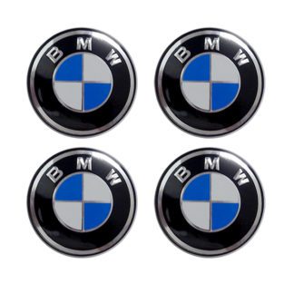 BMW ΚΟΥΜΠΩΤΕΣ ΙΣΙΕΣ ΤΑΠΕΣ ΚΕΝΤΡΟΥ ΖΑΝΤΑΣ ΜΑΥΡΟ/ΜΠΛΕ/ΧΡΩΜΙΟ (ΕΣΩΤΕΡ. 64 mm ΚΑΙ ΕΞΩΤΕΡ. 68 mm) - 4 ΤΕΜ.