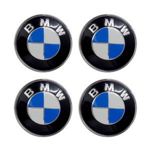 BMW ΚΟΥΜΠΩΤΕΣ ΚΑΜΠΥΛΩΤΕΣ ΤΑΠΕΣ ΚΕΝΤΡΟΥ ΖΑΝΤΑΣ ΜΑΥΡΟ/ΜΠΛΕ/ΧΡΩΜΙΟ (ΕΣΩΤΕΡ. 66 mm & ΕΞΩΤΕΡ. 69 mm) – 4 ΤΕΜ.