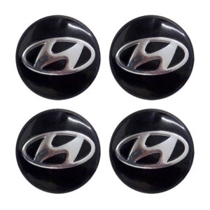 HYUNDAI ΤΑΠΕΣ ΚΕΝΤΡΟΥ ΖΑΝΤΑΣ ΜΑΥΡΟ/ΧΡΩΜΙΟ ΚΟΥΜΠΩΤΕΣ (ΕΣΩΤΕΡ. 56mm ΚΑΙ ΕΞΩΤΕΡ. 58mm) 4ΤΕΜ.