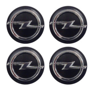 OPEL ΤΑΠΕΣ ΚΕΝΤΡΟΥ ΖΑΝΤΑΣ ΜΑΥΡΟ/ΑΣΗΜΙ (ΕΣΩΤΕΡ. 56mm ΚΑΙ ΕΞΩΤΕΡ. 59mm) 4ΤΕΜ.