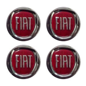 FIAT ΚΟΥΜΠΩΤΕΣ ΤΑΠΕΣ ΚΕΝΤΡΟΥ ΖΑΝΤΑΣ (ΚΟΚΚΙΝΟ/ΧΡΩΜΙΟ – ΕΣΩΤΕΡ. 43mm ΚΑΙ ΕΞΩΤΕΡ. 50mm) – 4 ΤΕΜ.