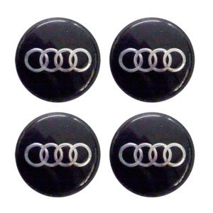 AUDI ΚΟΥΜΠΩΤΕΣ ΤΑΠΕΣ ΚΕΝΤΡΟΥ ΖΑΝΤΑΣ ΜΑΥΡΟ/ΧΡΩΜΙΟ (ΕΣΩΤΕΡ. 56 mm ΚΑΙ ΕΞΩΤΕΡ. 58 mm) – 4 ΤΕΜ.