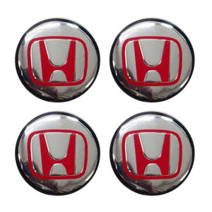 HONDA ΤΑΠΕΣ ΚΕΝΤΡΟΥ ΖΑΝΤΑΣ ΧΡΩΜΙΟ/ΚΟΚΚΙΝΟ ΚΟΥΜΠΩΤΕΣ (ΕΣΩΤΕΡ. 56mm ΚΑΙ ΕΞΩΤΕΡ. 58mm) 4ΤΕΜ.