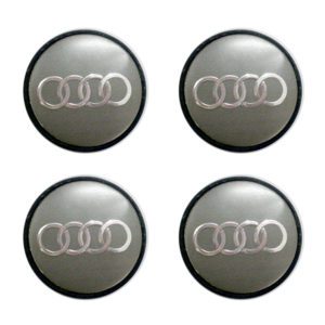 AUDI ΚΟΥΜΠΩΤΕΣ ΤΑΠΕΣ ΚΕΝΤΡΟΥ ΖΑΝΤΑΣ ΓΚΡΙ/ΧΡΩΜΙΟ (ΕΣΩΤΕΡ. 56 mm ΚΑΙ ΕΞΩΤΕΡ. 66 mm) – 4 ΤΕΜ.