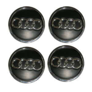 AUDI ΚΟΥΜΠΩΤΕΣ ΤΑΠΕΣ ΚΕΝΤΡΟΥ ΖΑΝΤΑΣ ΜΑΥΡΟ/ΧΡΩΜΙΟ (ΕΣΩΤΕΡ. 60 mm ΚΑΙ ΕΞΩΤΕΡ. 69 mm) – 4 ΤΕΜ.