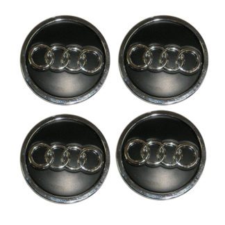 AUDI ΚΟΥΜΠΩΤΕΣ ΤΑΠΕΣ ΚΕΝΤΡΟΥ ΖΑΝΤΑΣ ΜΑΥΡΟ/ΧΡΩΜΙΟ (ΕΣΩΤΕΡ. 60 mm ΚΑΙ ΕΞΩΤΕΡ. 69 mm) - 4 ΤΕΜ.