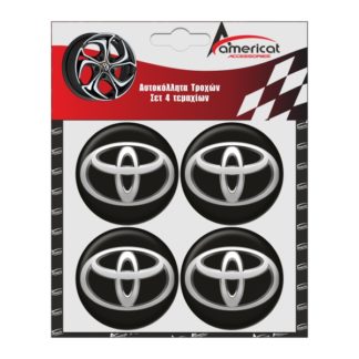 TOYOTA ΑΥΤΟΚΟΛΛΗΤΑ ΣΗΜΑΤΑ ΖΑΝΤΩΝ 6 cm ΜΑΥΡΟ/ΧΡΩΜΙΟ ΜΕ ΕΠΙΚΑΛΥΨΗ ΣΜΑΛΤΟΥ - 4 ΤΕΜ.