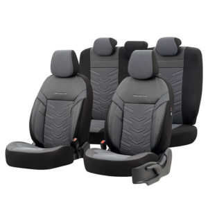 Καλύμματα Αυτοκινήτου Otom Reflective Design Universal Jacquard / Rachel / Δερματίνη Σετ Εμπρός / Πίσω Μαύρο – Σκούρο Γκρι RFL-2603 11 Τεμάχια