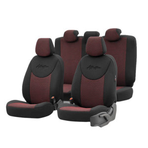 Καλύμματα Αυτοκινήτου Otom Attraction Design Universal Βαμβακερό Ύφασμα / Rachel Σετ Εμπρός / Πίσω Μαύρο – Κόκκινο ATR-1302 11 Τεμάχια