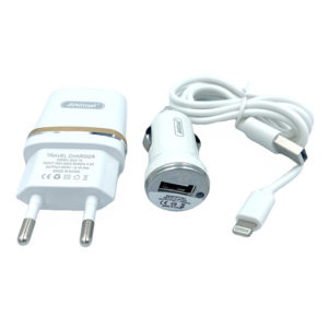 Φορτιστής Αναπτήρα Αυτοκινήτου – Οικίας Για Iphone Λευκό 1Τμχ