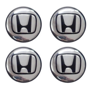 HONDA ΤΑΠΕΣ ΚΕΝΤΡΟΥ ΖΑΝΤΑΣ ΧΡΩΜΙΟ/ΜΑΥΡΟ ΚΟΥΜΠΩΤΕΣ (ΕΣΩΤΕΡ. 56mm ΚΑΙ ΕΞΩΤΕΡ. 58mm) 4ΤΕΜ.