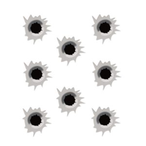 ΑΥΤΟΚΟΛΛΗΤΑ ΤΡΥΠΕΣ ΑΠΟ ΣΦΑΙΡΕΣ BULLET HOLES 33 mm (ΦΥΛΛΟ 12 Χ 10 cm) – 8 ΤΕΜ.