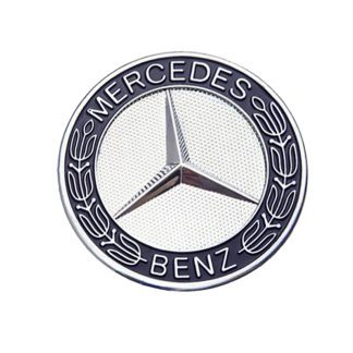 Σήμα Καπό Μπροστινό Κουμπωτό Mercedes-Benz Ασημί-Μπλε Στρόγγυλο Φ5.5cm
