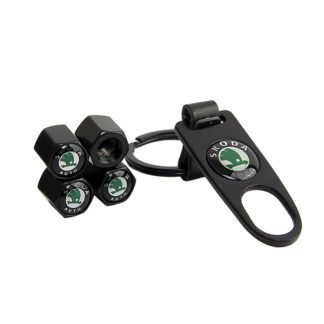 Καπάκια Βαλβίδων Αυτοκινήτου Με Μπρελόκ Skoda 5 Τεμάχια