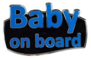 BABY ON BOARD ΑΥΤΟΚΟΛΛΗΤΟ ΕΞΩΤΕΡΙΚΗΣ ΧΡΗΣΗΣ 13,1 Χ 8,3cm ΜΠΛΕ/ΜΑΥΡΟ/ΧΡΩΜΙΟ ΜΕ ΕΠΙΚΑΛΥΨΗ ΣΜΑΛΤΟΥ – 1 ΤΕΜ.