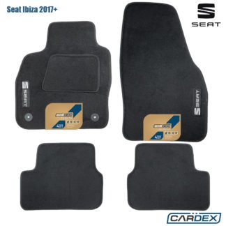 πατακια αυτοκινήτου seat ibiza 2017+ με λογοτυπο - μαυρη μοκέτα μαρκέ της cardex - velourtec