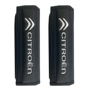 Μαξιλαράκια ζώνης CITROEN 22 X 7,5 cm από PVC δερματίνη σε μαύρο χρώμα με λευκό, ραμμένο logo και αυτοκόλλητες ταινίες τύπου velcro Race Axion – 2 τεμάχια