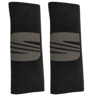 SEAT ΜΑΞΙΛΑΡΑΚΙΑ ΓΙΑ ΖΩΝΗ ΑΣΦΑΛΕΙΑΣ 21 X 7,5 cm ΣΕ ΜΑΥΡΟ ΧΡΩΜΑ ΜΕ ΓΚΡΙ LOGO - 2 ΤΕΜ.