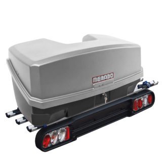 Πλήρες σετ με Βάση Ποδηλάτου Κοτσαδόρου RACE 3 για 3 ποδήλατα ή 1 E-bike και Μπαγκαζιέρα Κοτσαδόρου Nekkar Silver 300 σε ασημί με μαύρο χρώμα και ματ ανάγλυφη υφή Menabo - 2 τεμ.