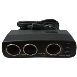 Διακλαδωτής – Πολύμπριζο Αναπτήρα Με Βολτόμετρο Sc786 12V 15 Amp Διπλός Μαύρος 1Τμχ