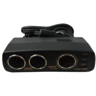 Διακλαδωτής - Πολύμπριζο Αναπτήρα Με Βολτόμετρο Sc786 12V 15 Amp Διπλός Μαύρος 1Τμχ