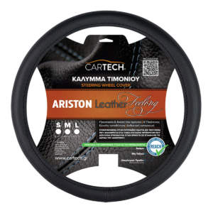 Κάλυμμα Τιμονιού Αυτοκινήτου Ariston Leather Feeling Μαύρο Large με πιστοποίηση REACH 38-39 cm 1 Τεμάχιο