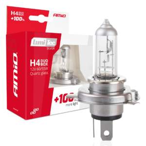 H4 12V 60/55W P43t LUMITEC SILVER ΑΛΟΓΟΝΟΥ +100% UP TO 25m AMIO – 2 ΤΕΜ.