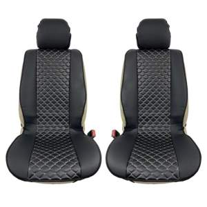 Πλατοκαθίσματα Aυτοκινήτου Δερματίνη Royal Μαύρα Με Γκρι Ραφή 2 Τεμάχια