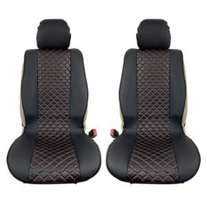 Πλατοκαθίσματα Aυτοκινήτου Δερματίνη Royal Μαύρα Με Κόκκινη Ραφή 2 Τεμάχια