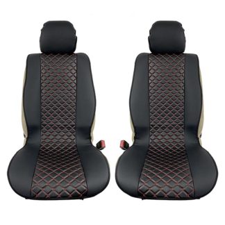 Πλατοκαθίσματα Aυτοκινήτου Δερματίνη Royal Μαύρα Με Κόκκινη Ραφή 2 Τεμάχια