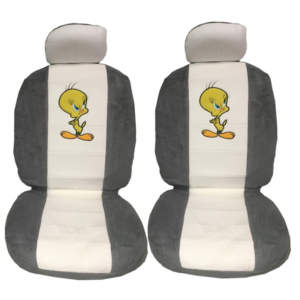 Ημικαλύμματα Καθισμάτων Αυτοκινήτου Πετσετέ Angry Tweety Γκρι-Άσπρο Ζευ 4Τμχ
