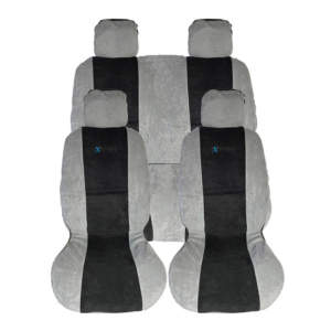 Καλύμματα Αυτοκινήτου Πετσετέ 100% Cotton Executive Ε Μονοκόμματα Πίσω Καθίσματα Μαύρο-Γκρι Σετ 8 Τεμάχια