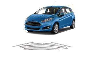 FORD FIESTA HB 5D 09+ TRIM ΠΑΡΑΘΥΡΩΝ ΑΝΩ  ΑΝΟΞΕΙΔΩΤΟ ΑΤΣΑΛΙ ΧΡΩΜΙΟ ​ S-DIZAYN – 8 TEM.