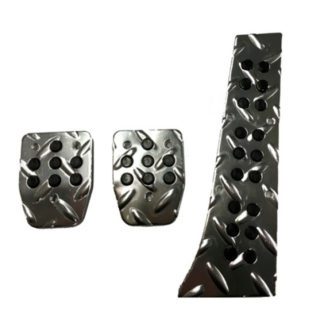 Πεντάλ Αλουμινίου Συμβατά με BMW Ανάγλυφα Με Μεγάλο Γκάζι Νίκελ - Μαύρο Σετ 3 Τεμάχια