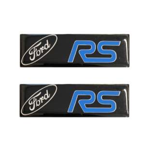 FORD RS ΣΗΜΑΤΑ ΒΙΔΩΤΑ 10 Χ 3 cm ΕΠΟΞΕΙΔΙΚΗΣ ΡΥΤΙΝΗΣ (ΥΓΡΟ ΓΥΑΛΙ) ΣΕ ΜΑΥΡΟ/ΧΡΩΜΙΟ/ΜΠΛΕ ΜΕ LOGO ΓΙΑ ΠΑΤΑΚΙΑ – 2 ΤΕΜ.
